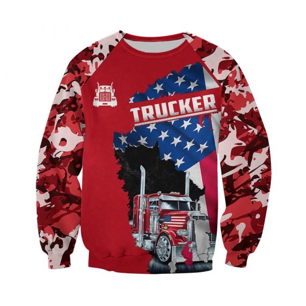 Camo trucker american flag full printing sweatshirt