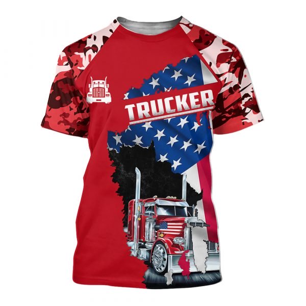 Camo trucker american flag full printing tshirt