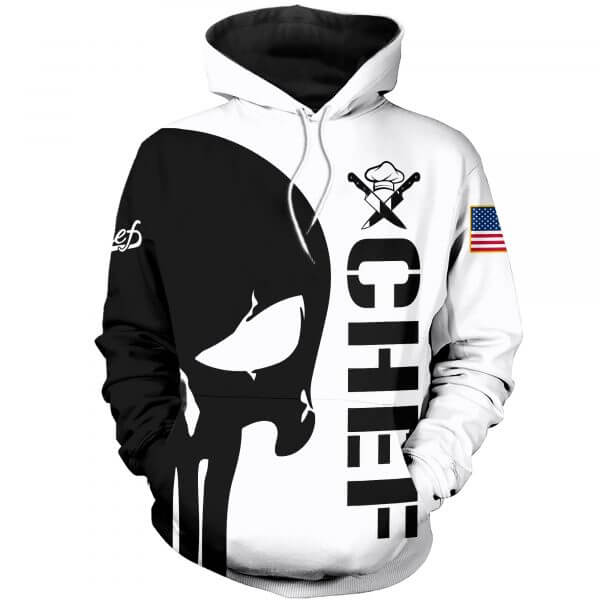 Chef skull full printing hoodie