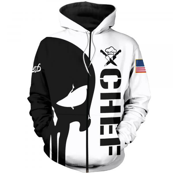 Chef skull full printing zip hoodie