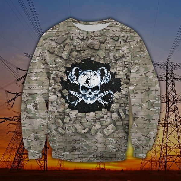Death skull lineman full printing sweatshirt