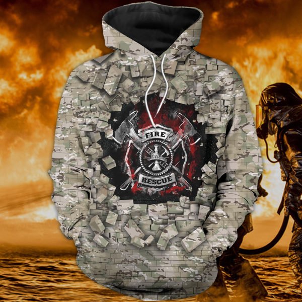 Firefighters fire rescue full printing hoodie