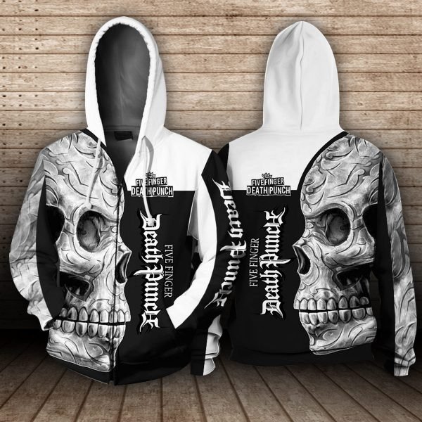 Five finger death punch sugar skull full printing zip hoodie
