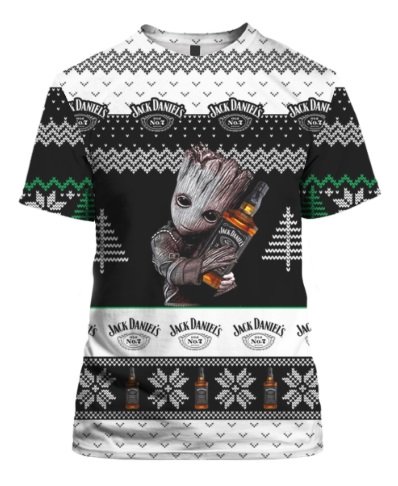 Groot hold jack daniel's all over printed tshirt 1