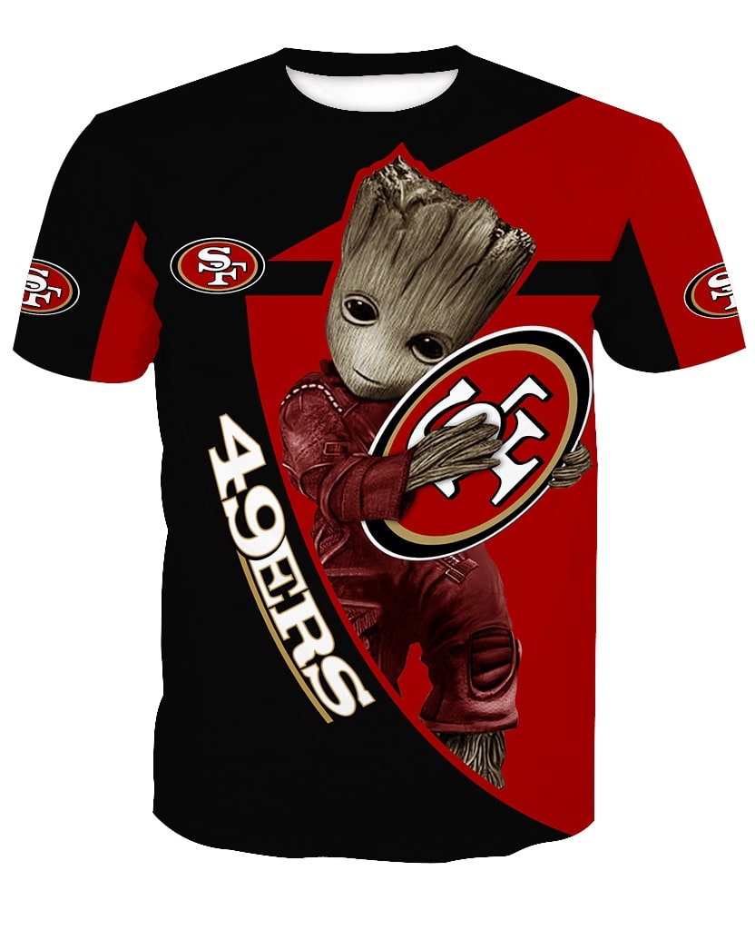 Groot hug san francisco 49ers nfl full printing tshirt