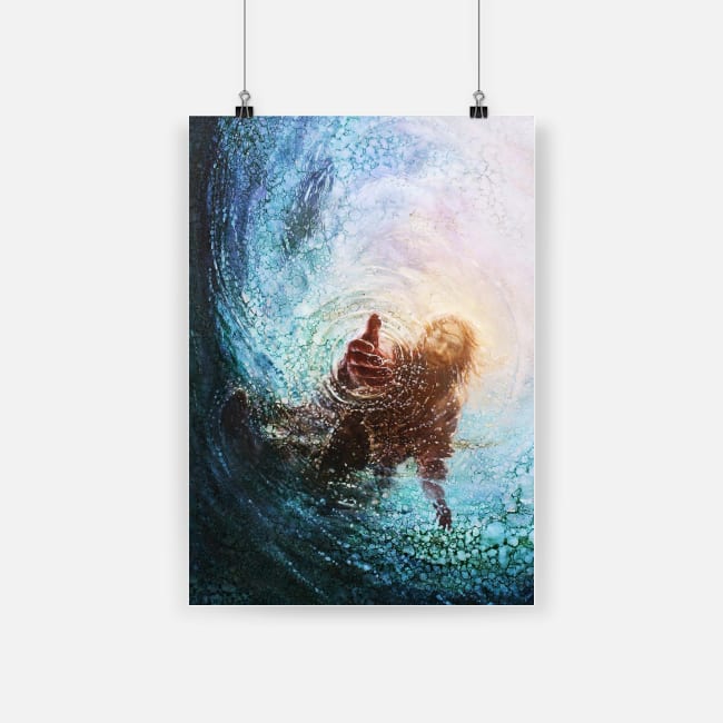 Jesus reaching into water painting poster 1