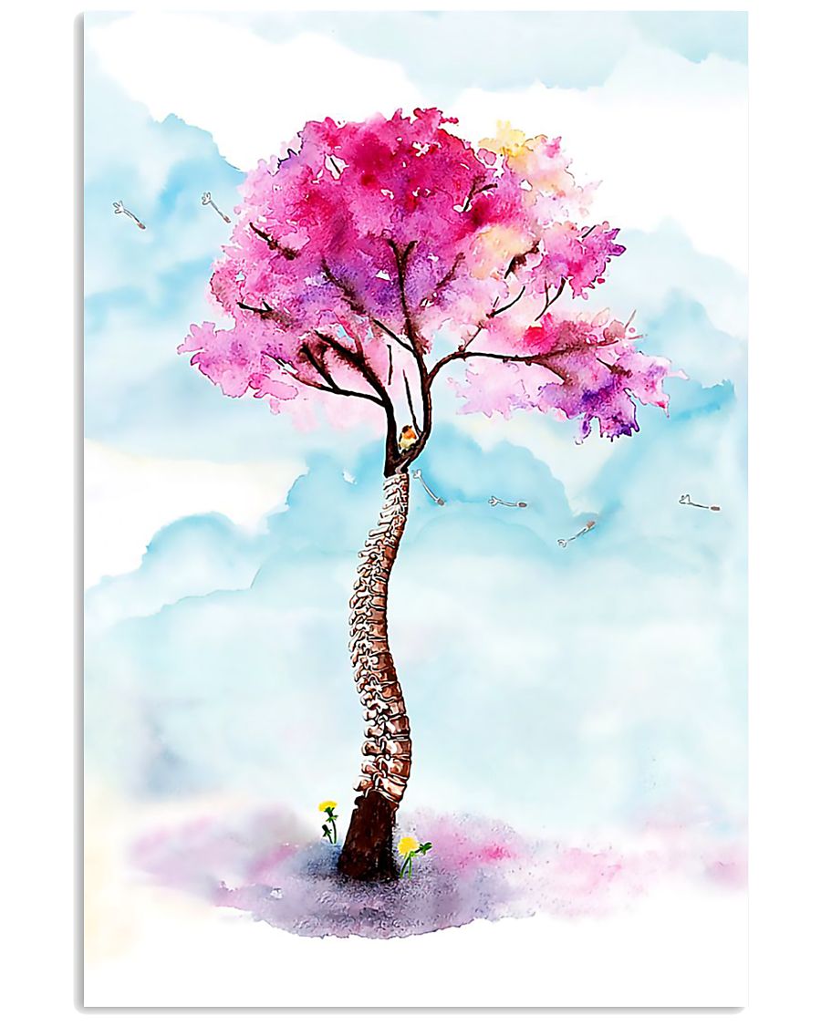 Physical therapy colorful watercolor spine tree poster 1