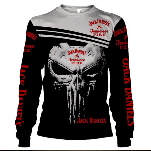 Skull jack daniel's tennessee fire full printing sweatshirt