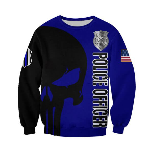 Skull police officer full printing sweatshirt