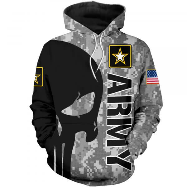Skull us army full printing hoodie
