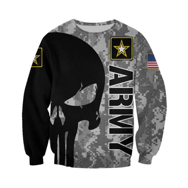 Skull us army full printing sweatshirt