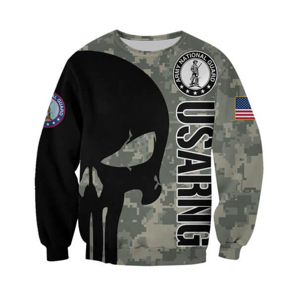 Skull usa army national guard full printing sweatshirt