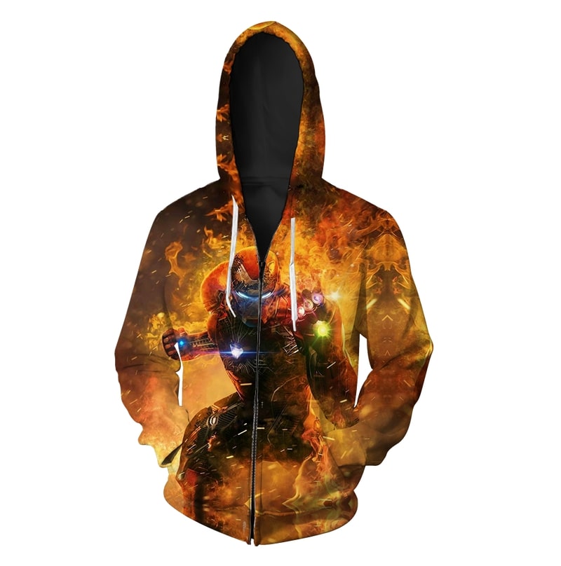 The avengers iron man full printing zip hoodie