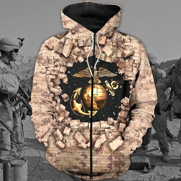 US marine corps full printing zip hoodie