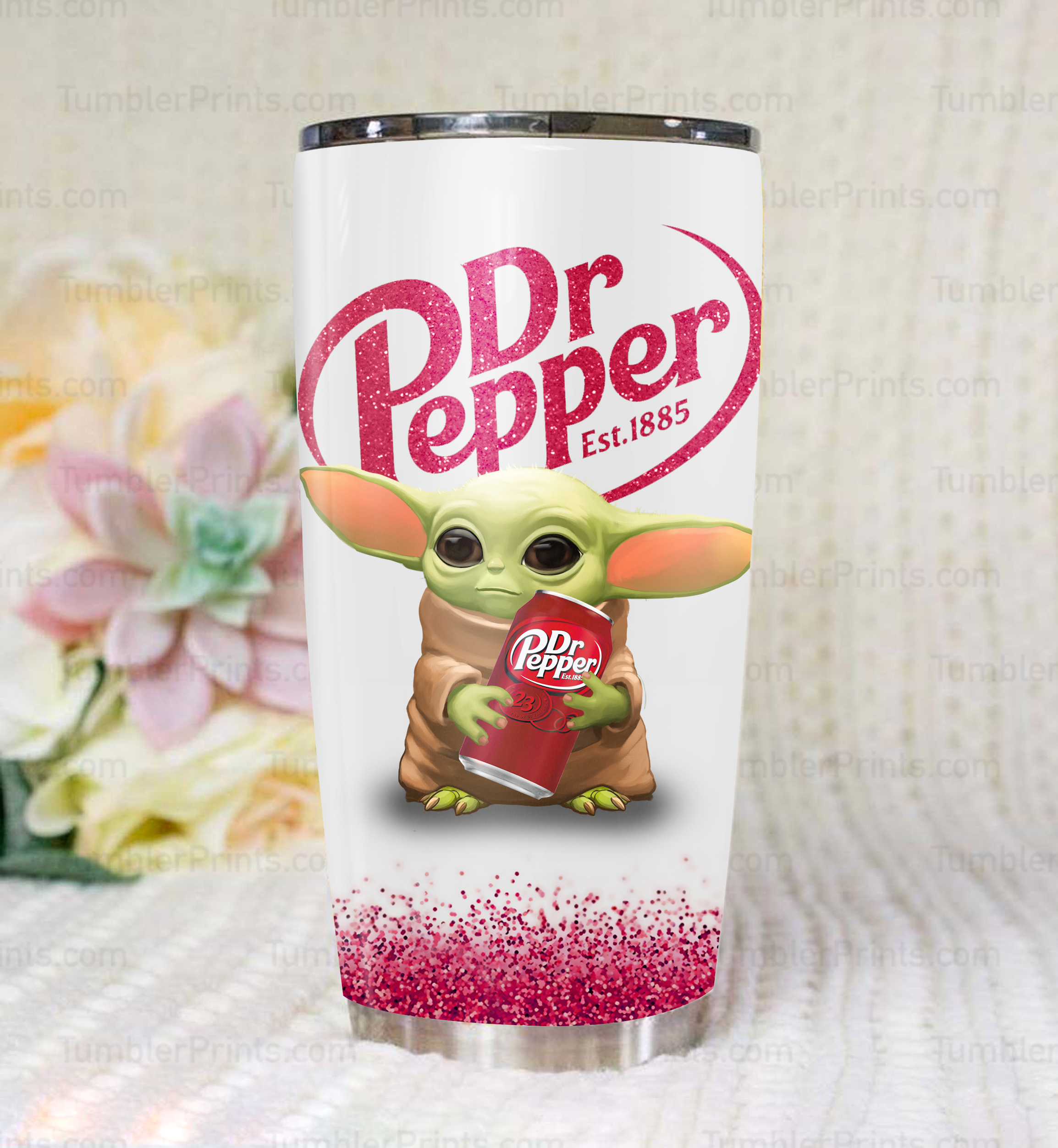 Baby yoda dr pepper full over print tumbler 1