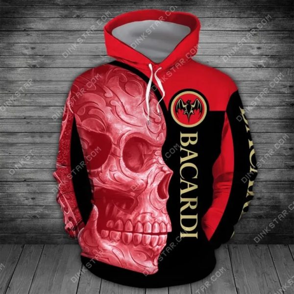 Bacardi sugar skull all over print hoodie