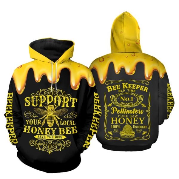 Bee keeper jack daniels logo all over printed hoodie