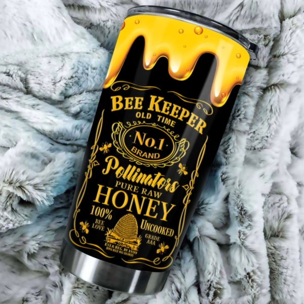 Bee keeper old time no 1 brand pollinators pure raw honey stainless steel tumbler 1