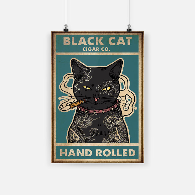Black cat cigar co hand rolled vintage poster 2