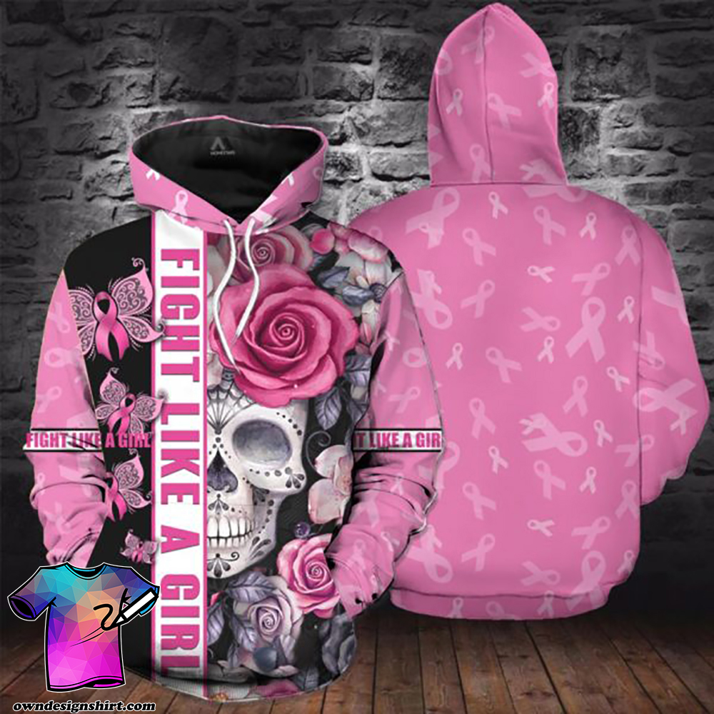 Breast cancer awareness skull butterfly all over printed shirt