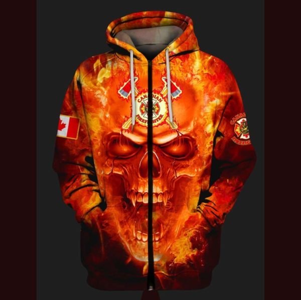 Canadian firefighter once a firefighter always a firefighter full printing zip hoodie