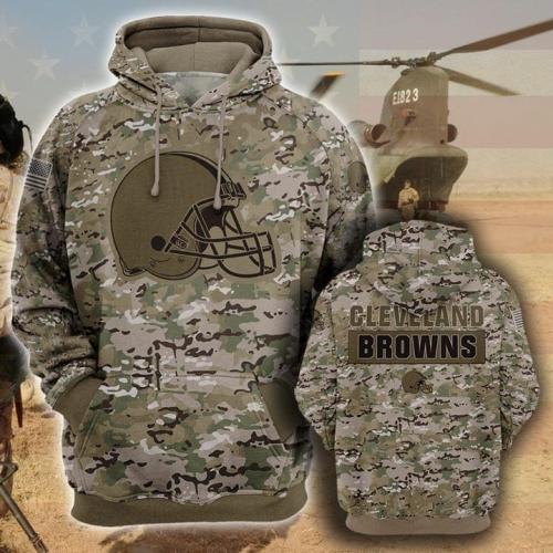 Cleveland browns camo full printing hoodie 1