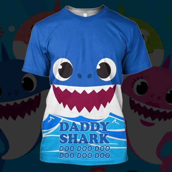 Daddy shark doo doo doo doo full printing tshirt