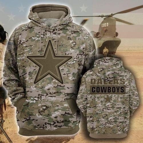 Dallas cowboys camo full printing hoodie 1