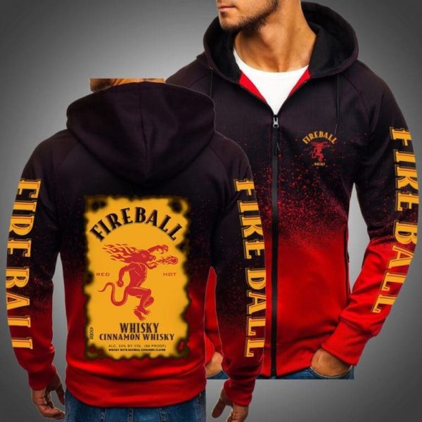 Fireball whisky cinnamom full printing zip hoodie 2
