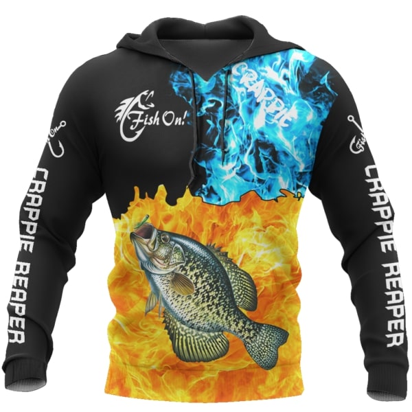 Fish reaper crappie on fire full printing hoodie