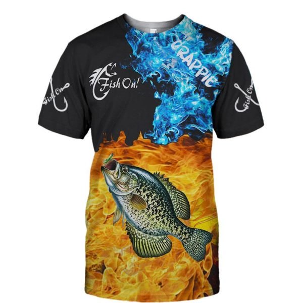 Fish reaper crappie on fire full printing tshirt