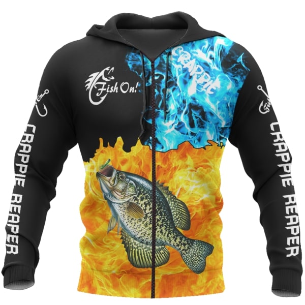 Fish reaper crappie on fire full printing zip hoodie