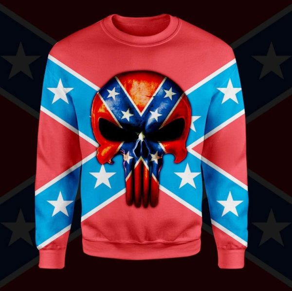 Flags of the confederate states of america skull all over print sweatshirt