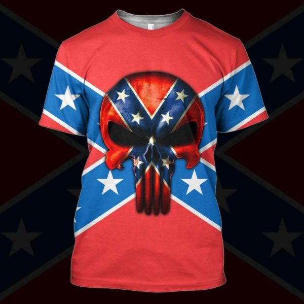 Flags of the confederate states of america skull all over print tshirt