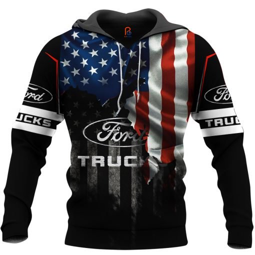 Ford truck american flag full printing hoodie