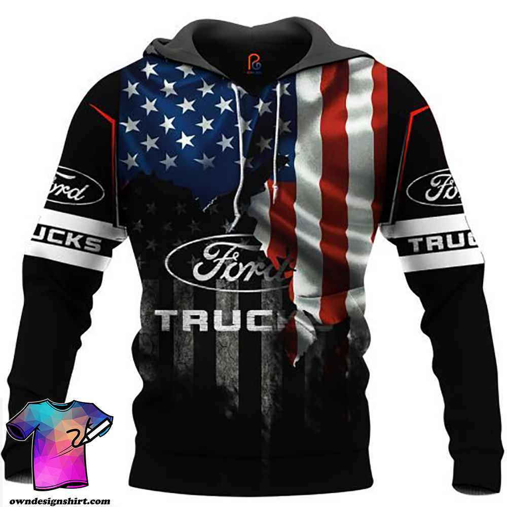 Ford truck american flag full printing shirt