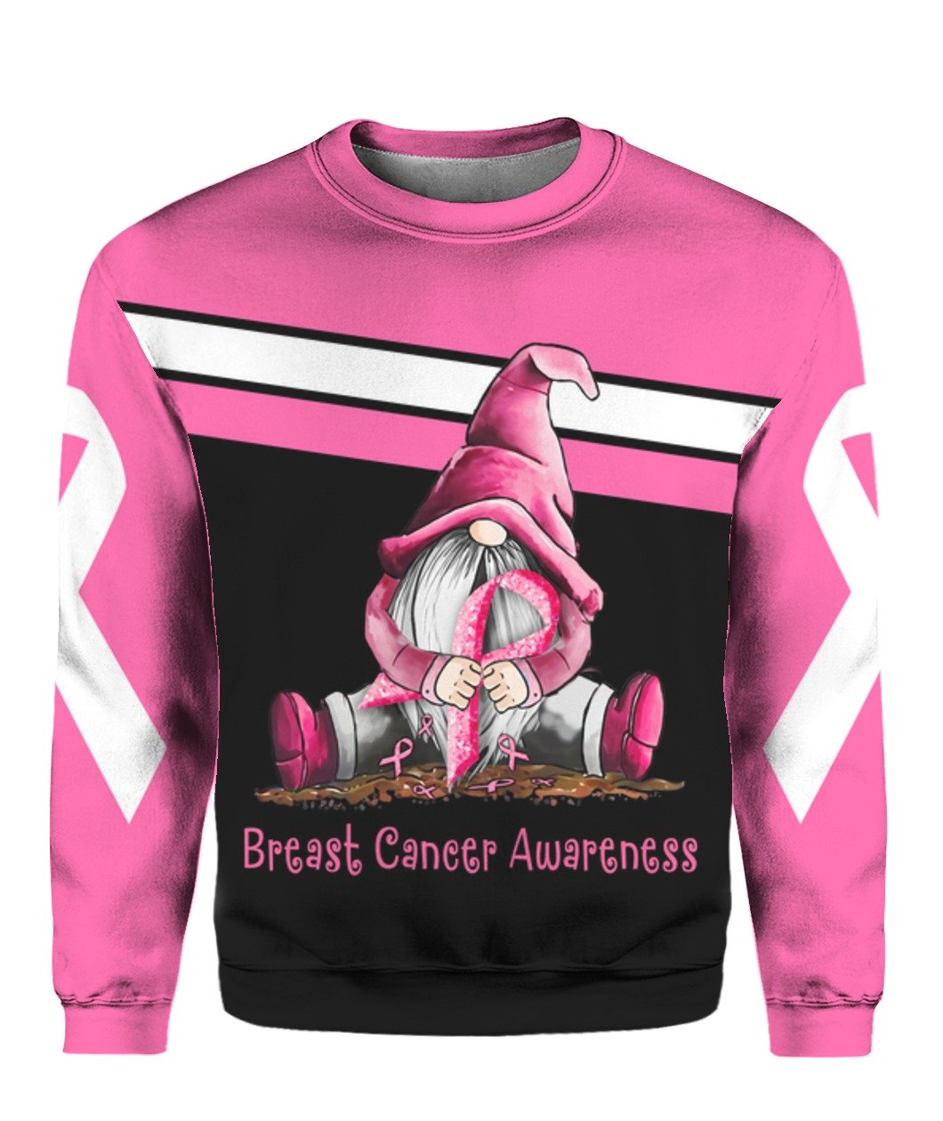 Gnome breast cancer awareness full printing sweatshirt