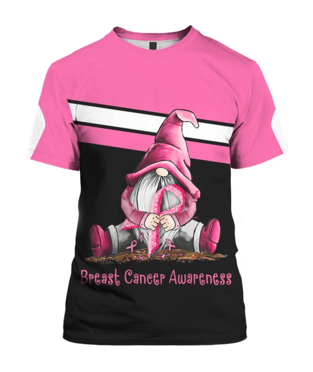 Gnome breast cancer awareness full printing tshirt