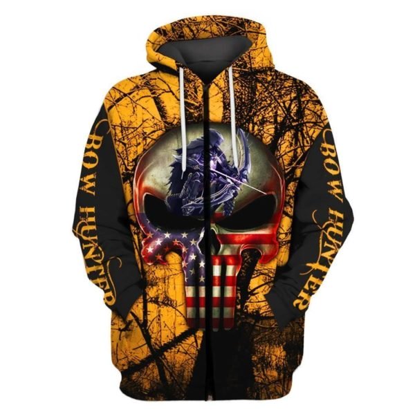 Grim reaper bow hunter full printing zip hoodie