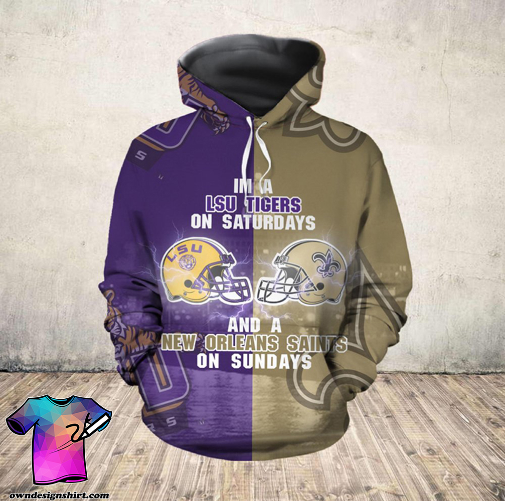 I'm a lsu tigers on saturdays and new orleans saints on sundays all over printed shirt