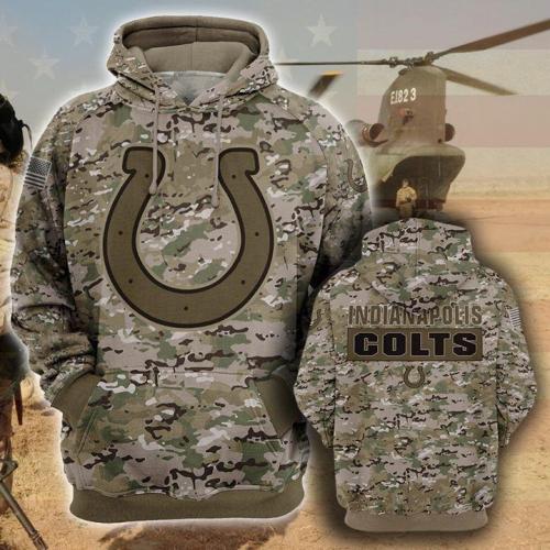 Indianapolis colts camo all over print hoodie 1
