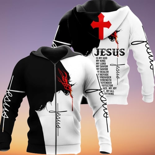 Jesus Is my god my king my lord full printing zip hoodie