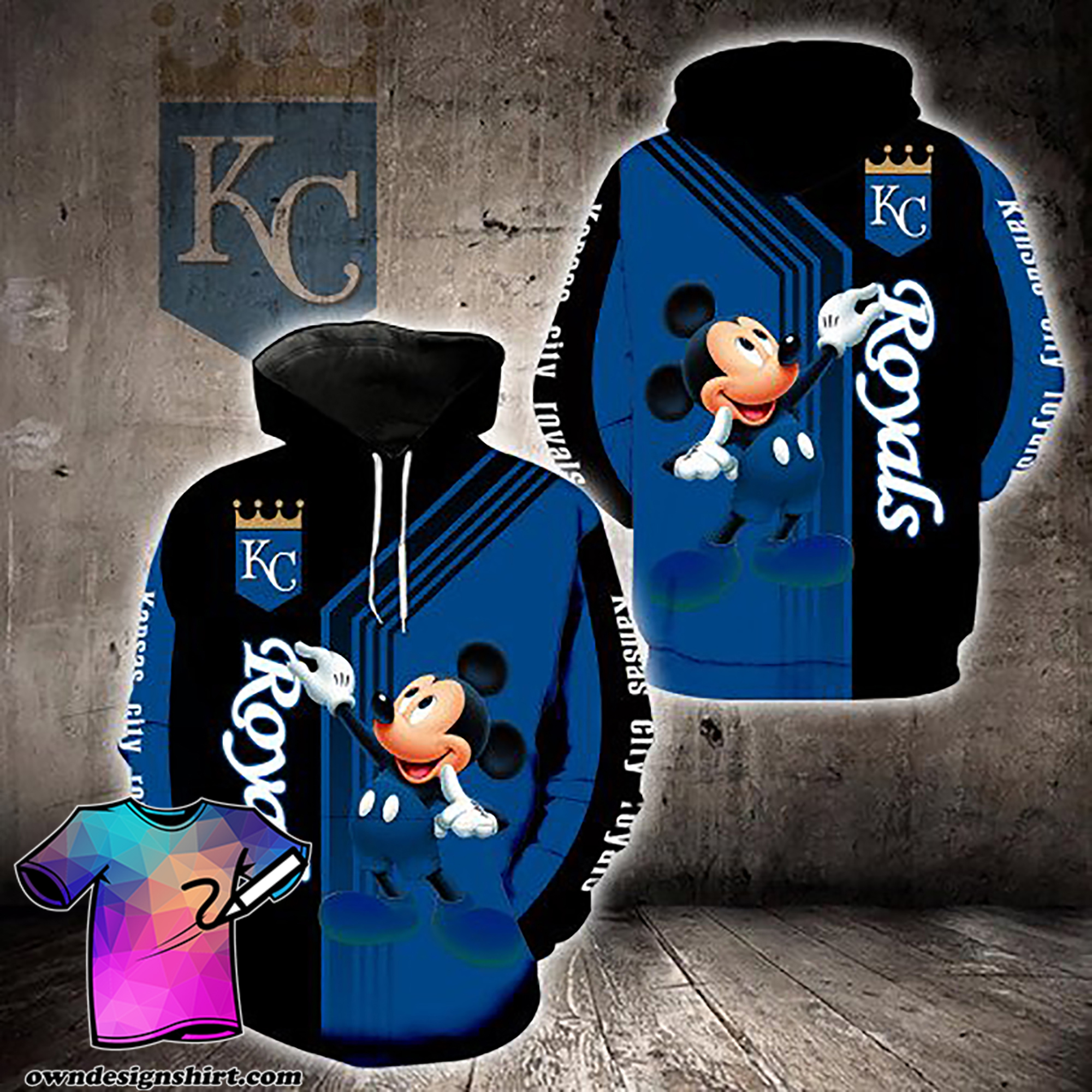 Kansas city royals mickey mouse all over print shirt