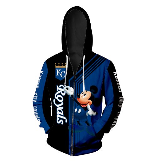 Kansas city royals mickey mouse all over print zip hoodie