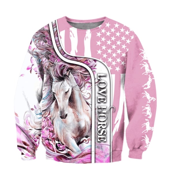 Love horse winter full printing sweatshirt