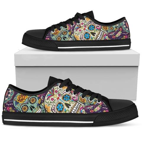 Mexican sugar skull low top shoes 1