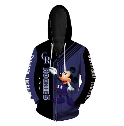 Mickey mouse colorado rockies mlb all over print zip hoodie