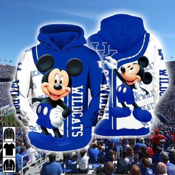 Mickey mouse kentucky wildcats all over printed hoodie