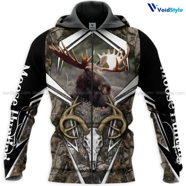 Moose hunting hunt season 3d all over printed zip hoodie