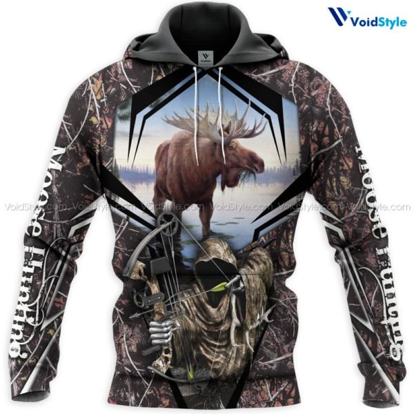 Moose hunting hunt season all over print hoodie